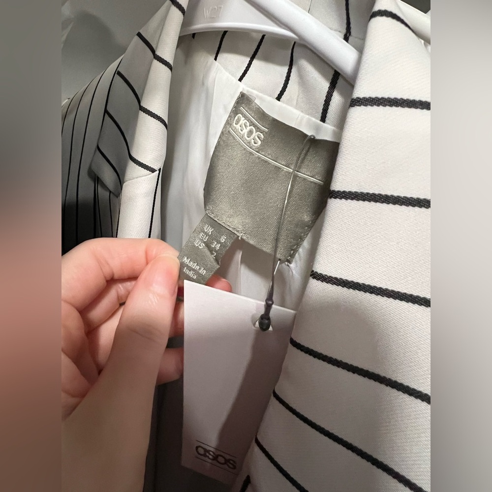 NWT ASOS Design white pinstripe suit blazer size us 2 - Picture 5 of 5